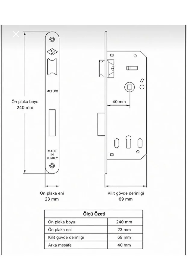 MAT KARE ROZETLİ ODA KAPI KOLU ve SESSİZ KİLİT 40x23